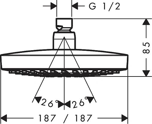 Лейка верхнего душа Hansgrohe Croma Select E 180 2jet EcoSmart хром/белый 26528400