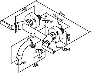 Смеситель для ванны Damixa Venus хром 161000064 Смеситель для ванны Damixa Venus хром 161000064, 4