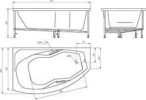 Ванна акриловая BellRado Адель 170x100 R BR7011001-00(R) Ванна акриловая BellRado Адель 170x100 R BR7011001-00(R), 3