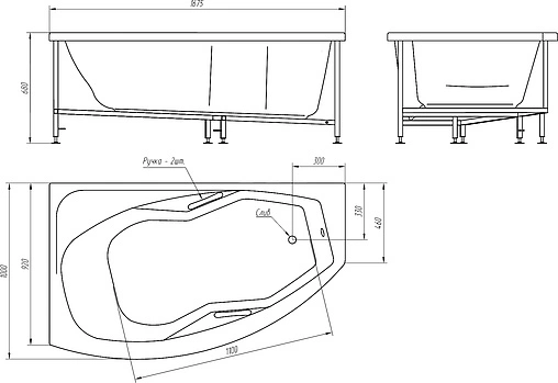 Ванна акриловая BellRado Адель 170x100 R BR7011001-00(R) Ванна акриловая BellRado Адель 170x100 R BR7011001-00(R)