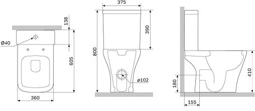 Унитаз-компакт безободковый Am.Pm Gem FlashClean белый C908601SC