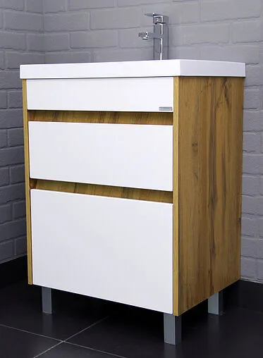 Тумба-умывальник напольная Домино Karlo 60 белый/дуб вотан DK5307T+4627173210164