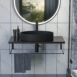 Консоль с умывальником подвесная Uperwood UPD Tanos 90 бук тёмный/чёрный матовый 2910210408 Консоль с умывальником подвесная Uperwood UPD Tanos 90 бук тёмный/чёрный матовый 2910210408, 5