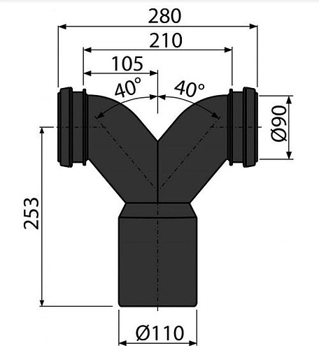 Двойной отвод для унитаза 90° – DN 90/110 AlcaPlast M909 Двойной отвод для унитаза 90° – DN 90/110 AlcaPlast M909