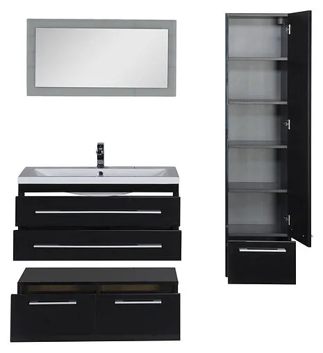 Шкаф-пенал подвесной Aquanet Нота 40 R чёрный 00168883