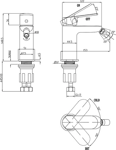 Смеситель для биде BelBagno Ancora хром ANC-BD-CRM