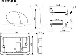 Клавиша смыва для унитаза Roca Active 42B 8901140B6 черный матовый Клавиша смыва для унитаза Roca Active 42B 8901140B6 черный матовый, 2