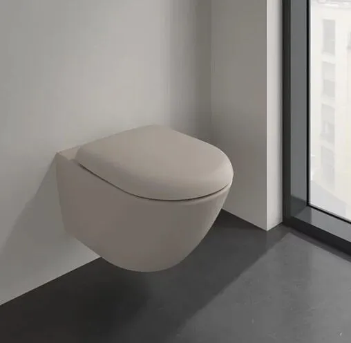 Унитаз подвесной безободковый Villeroy&amp;Boch Antao CeramicPlus миндаль 4674T0AM