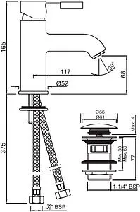 Смеситель для раковины Jaquar Solo хром SOL-CHR-6001BCLW, 2