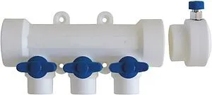 Коллектор запорный проходной 3 отвода синий 40мм x 20мм Kalde 3272-mnb-400320, 1