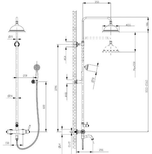 Душевая система со смесителем для ванны Lemark Spark розовое золото LM6762RG
