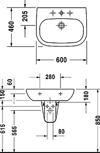 Раковина Duravit D-code 60 белый 23106000002 Раковина Duravit D-code 60 белый 23106000002, 2