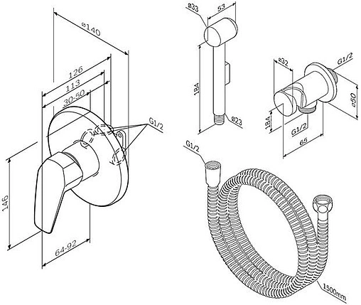 Гигиенический душ со смесителем Am.Pm Gem хром F40H9000
