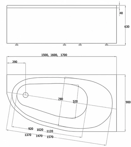 Ванна акриловая Aquatek Дива 150х90 R DIV150-0000002