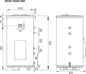 Бойлер комбинированного нагрева Zota TUNA TUNA 150 (150 л, 17 кВт) ZH3468421150 Бойлер комбинированного нагрева Zota TUNA TUNA 150 (150 л, 17 кВт) ZH3468421150, 2