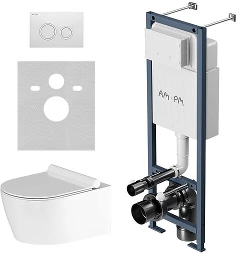 Комплект 6 в 1 Am.Pm Jupiter IS110101.DX77C1700 с кнопкой белый глянцевый