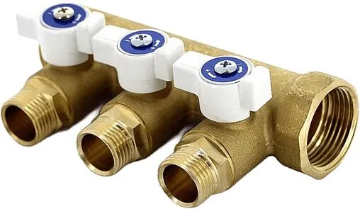 Коллектор запорный проходной 3 отвода 1&quot;в/н x ½&quot;н Uni-fitt 424G4230