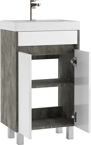 Тумба-умывальник напольная Домино Karlo 50 белый/бетон DK5308T+4627173210157