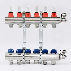 Группа коллекторная с расходомерами 6 отводов 1&quot;в/в x ¾&quot;ек Uni-fitt 440E4306, 1