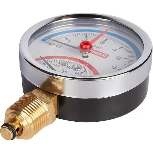 Термоманометр радиальный Rommer 80мм 6 бар 120°С ½&quot; RIM-0006-800615