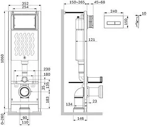 Инсталляция для подвесного унитаза Set 4 в 1 Am.Pm ErgoFit I012711.0301 с кнопкой белый глянцевый Инсталляция для подвесного унитаза Set 4 в 1 Am.Pm ErgoFit I012711.0301 с кнопкой белый глянцевый, 2