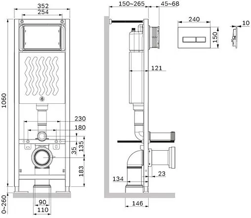 Инсталляция для подвесного унитаза Set 4 в 1 Am.Pm ErgoFit I012711.0301 с кнопкой белый глянцевый Инсталляция для подвесного унитаза Set 4 в 1 Am.Pm ErgoFit I012711.0301 с кнопкой белый глянцевый
