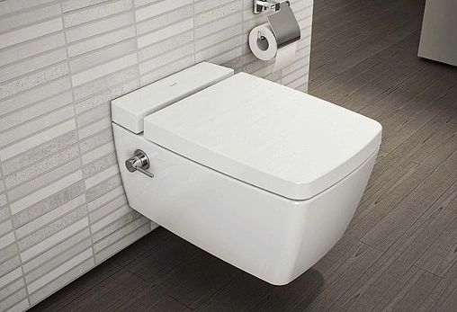 Унитаз подвесной безободковый с функцией биде, встроенным смесителем и емкостью для чистящей жидкости VitrA Metropole Rim-Ex белый 7672B003-1687