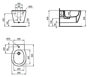Биде подвесное Ideal Standard Connect белый E772201 Биде подвесное Ideal Standard Connect белый E772201, 2