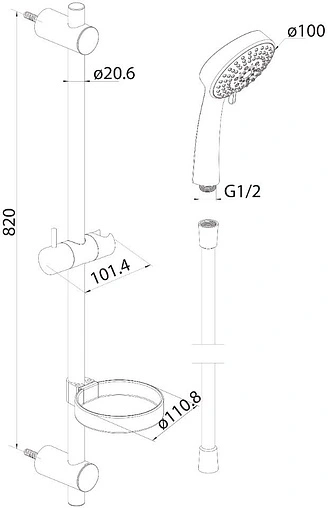 Душевая стойка Damixa Contour хром 760100500