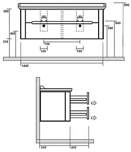 Тумба-умывальник Kerasan Waldorf 150 Nero matt 925431+4143K1bi/cr*3 Тумба-умывальник Kerasan Waldorf 150 Nero matt 925431+4143K1bi/cr*3, 2