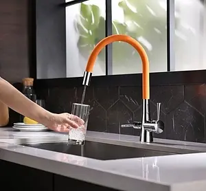 Смеситель для кухни с подключением к фильтру Lemark Comfort хром/оранжевый LM3075C-Orange Смеситель для кухни с подключением к фильтру Lemark Comfort хром/оранжевый LM3075C-Orange, 3