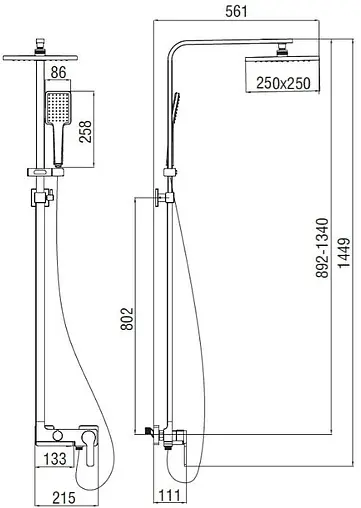 Душевая система со смесителем для ванны SMARTsant Велнес хром SM1607AA