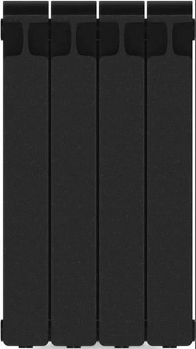 Радиатор биметаллический 4 секции нижнее правое подключение Rifar Monolit Ventil 500 черный RMVRF50004 ant