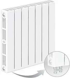 Радиатор биметаллический 7 секций нижнее левое подключение Rifar Supremo Ventil 500 белый RSVL50007, 1