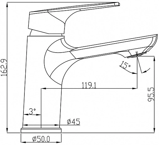 Смеситель для раковины Swedbe Venado хром 1610