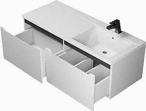 Тумба под умывальник подвесная Uperwood UPD Tanos 120 R белый с графитовыми вставками 291020264 Тумба под умывальник подвесная Uperwood UPD Tanos 120 R белый с графитовыми вставками 291020264, 1