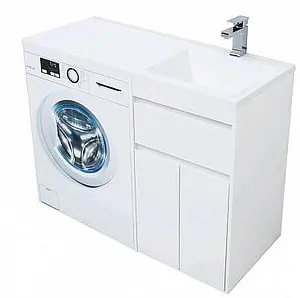 Тумба-умывальник напольная над стиральной машиной Aquanet Токио 110 R белый 00236916+00235498, 5