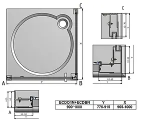 Душевое ограждение 900x1000мм прозрачное стекло Roltechnik Exclusive Line ECDO1N+ECDBN/900*1000 562-9000000-00-02+563-1000000-00-02 Душевое ограждение 900x1000мм прозрачное стекло Roltechnik Exclusive Line ECDO1N+ECDBN/900*1000 562-9000000-00-02+563-1000000-00-02, 2