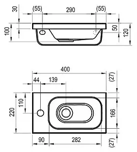 Раковина Ravak Chrome 40 L белый XJGL1100000 Раковина Ravak Chrome 40 L белый XJGL1100000, 2