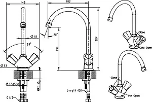 Смеситель для раковины Bravat Duo хром 7F7133186CP-RUS, 2