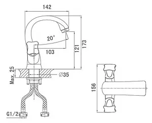 Смеситель для раковины D&K Grimm Hessen хром DA1382101 Смеситель для раковины D&K Grimm Hessen хром DA1382101, 2