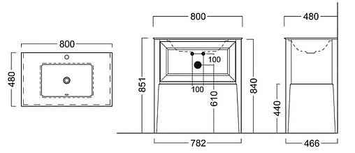 Тумба под умывальник напольная Kerama Marazzi Plaza Classic 80 белый PL.C.80.1\\WHT
