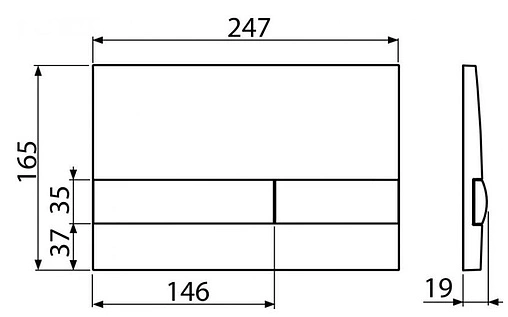 Клавиша смыва для унитаза AlcaPlast M1710-8 кнопки/черный глянцевый, панель/белый глянцевый