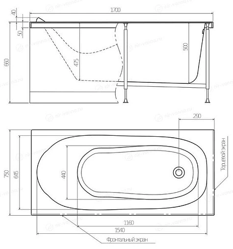 Ванна акриловая Alex Baitler Nemi 170x75 00-A0006524