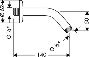 Держатель верхнего душа на стену Hansgrohe хром 27411000, 2