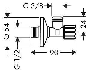 Кран шаровый угловой с фильтром ½&quot;н x ⅜&quot;н хром Hansgrohe 13904000, 2