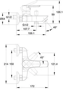 Смеситель для ванны Cersanit Vero хром 64510 Смеситель для ванны Cersanit Vero хром 64510, 2