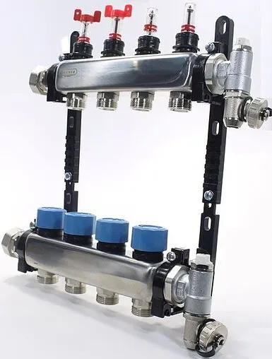 Группа коллекторная с расходомерами 4 отвода 1&quot;в/н x ¾&quot;ек Henco UFH-0605MDSS04