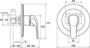 Смеситель для душа скрытого монтажа Ravak Rosa хром X070015 Смеситель для душа скрытого монтажа Ravak Rosa хром X070015, 2