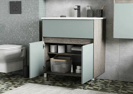 Тумба-умывальник Aquaton Форест 75 дуб рошелье/сумеречный голубой 1A278301FR9C0